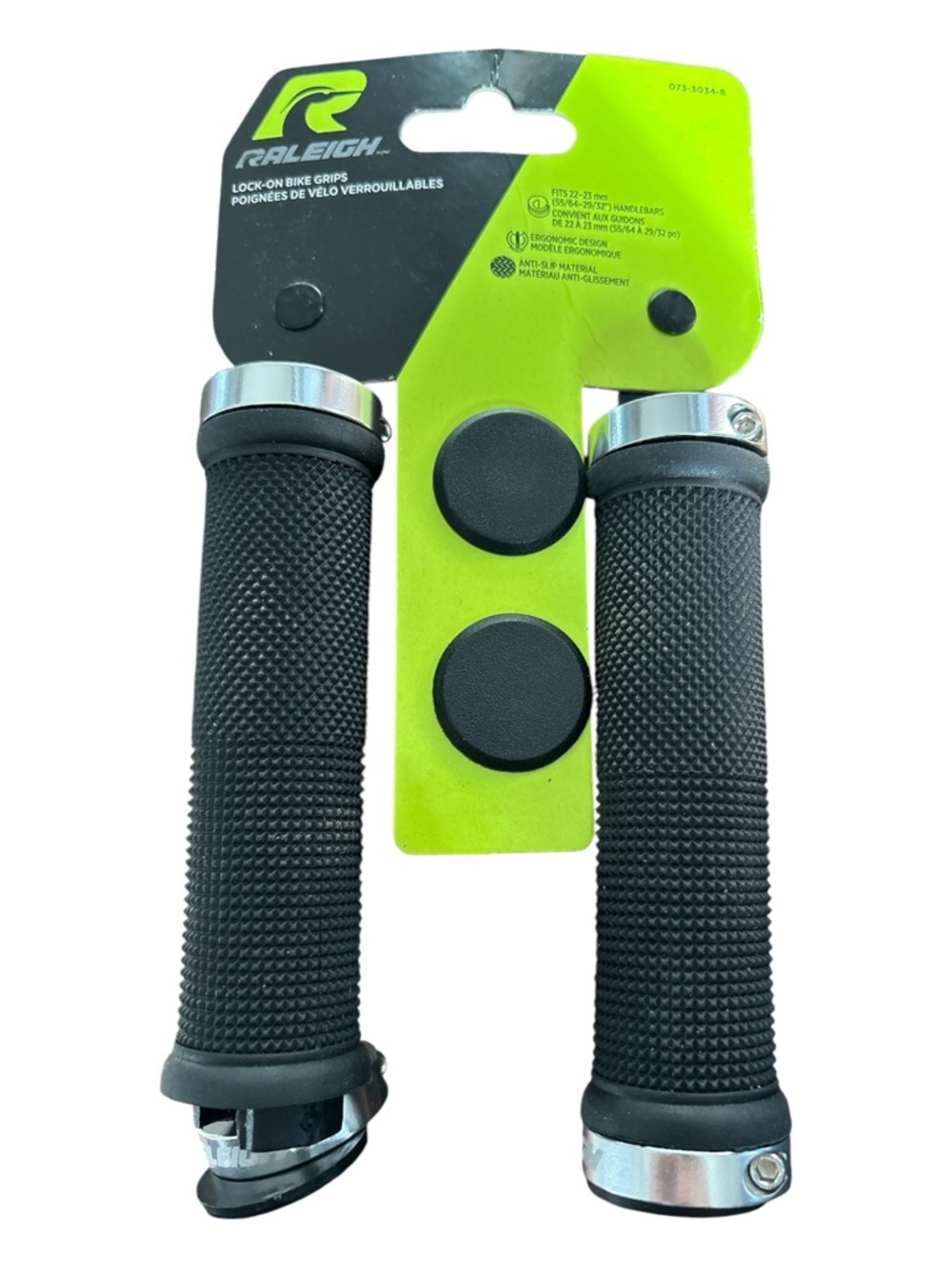 NWT RALEIGH Black Lock-On Bike Grips with End Plugs